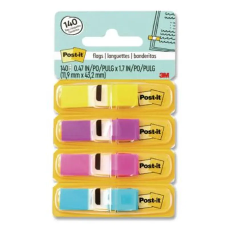 Small Page Flags in Dispensers, 0.5 x 1.75, Four Colors, 35/Color, 4 Dispensers/Pack - Page Flags | Post-it Flags