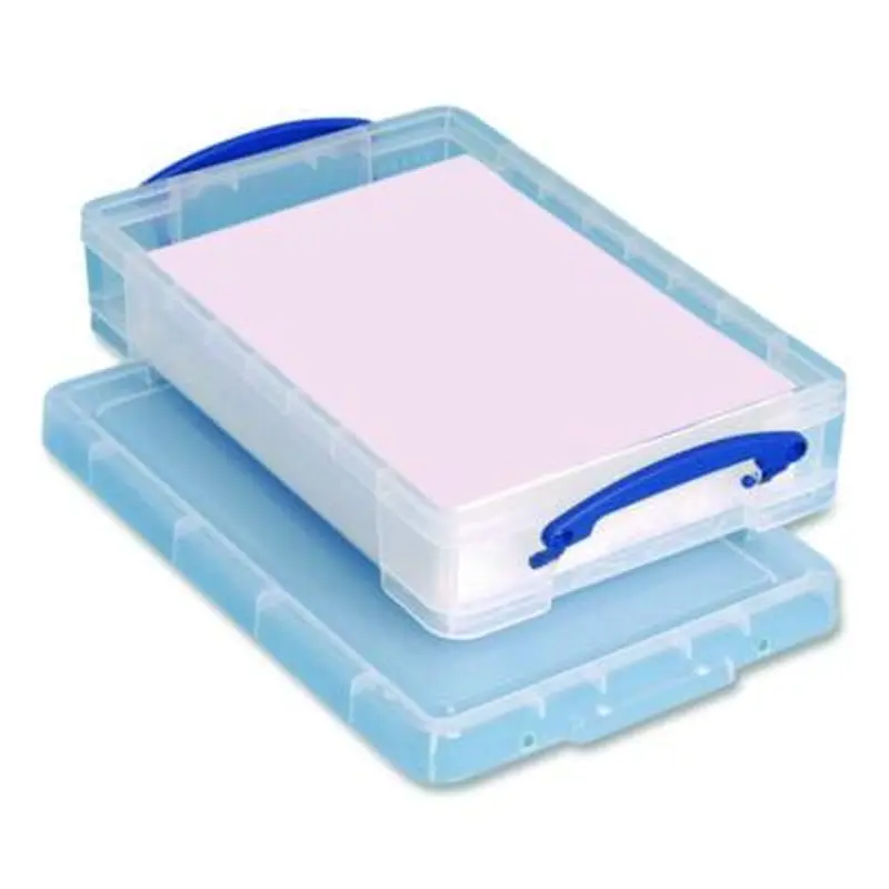 Snap-Lid Storage Bin, 1.05 gal, 10.25" x 14.5" x 3.37", Clear/Blue - Boxes & Bins | Really Useful Box