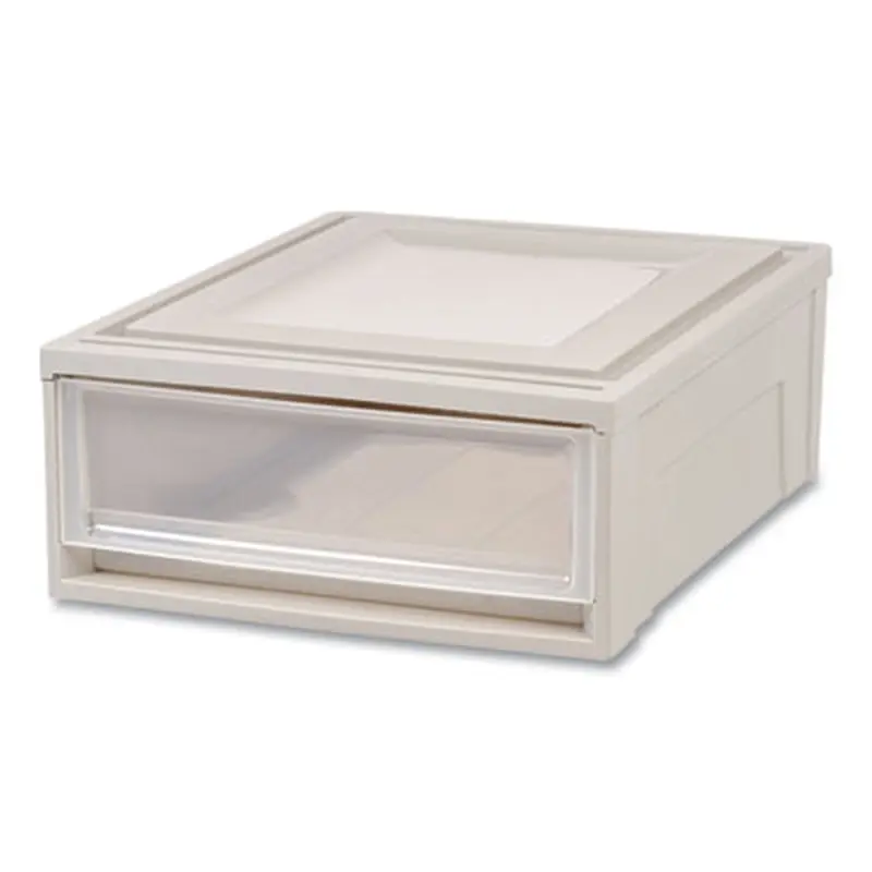 Stackable Storage Drawer, 5.5 gal, 15.7" x 19.7" x 6.5", Gray/Translucent Frost - Boxes & Bins | IRIS