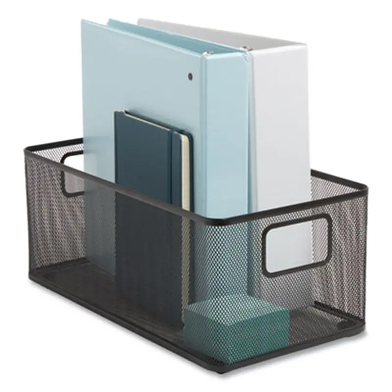 Wire Mesh Storage Box, 8.58" x 15.75" x 6.69", Black - General Purpose Storage Bins | TRU RED