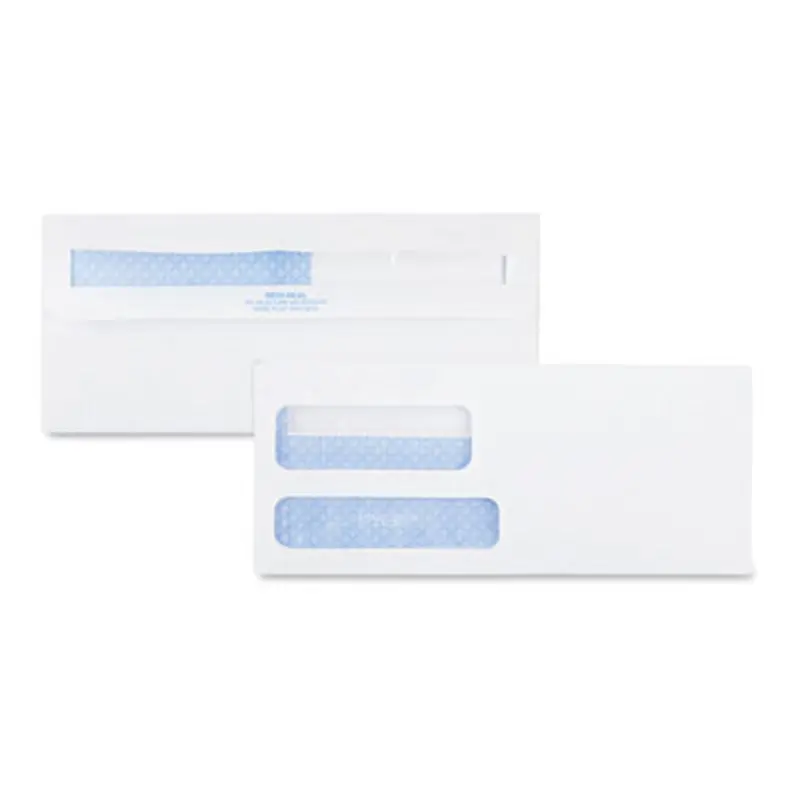 Double Window Redi-Seal Security-Tinted Envelope, #9, Commercial Flap, Redi-Seal Adhesive Closure, 3.88 x 8.88, White, 500/BX - Business Envelopes | Quality Park