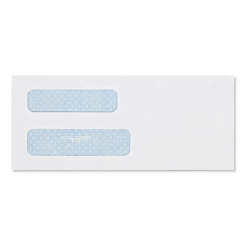 Double Window Security-Tinted Check Envelope, #8 5/8, Commercial Flap, Gummed Closure, 3.63 x 8.63, White, 500/Box - Business Envelopes | Quality Park