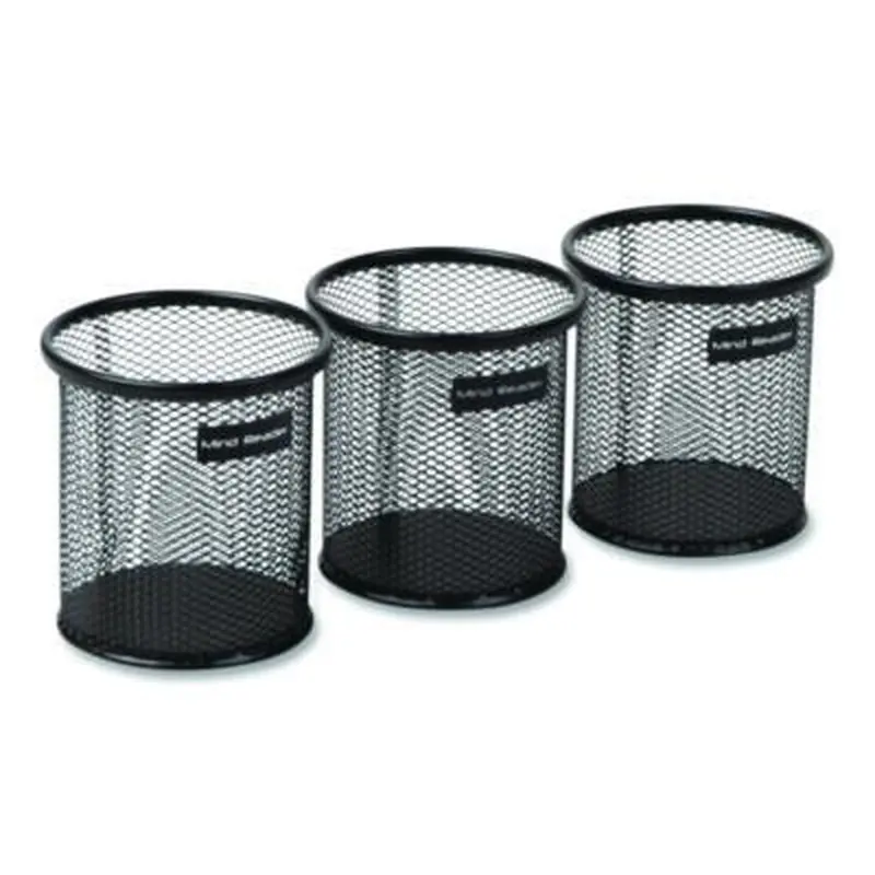 Metal Mesh Utensil Holder, 3.5" dia x 3.7"h, Black, 3/Pack - Pen & Pencil Cups | Mind Reader