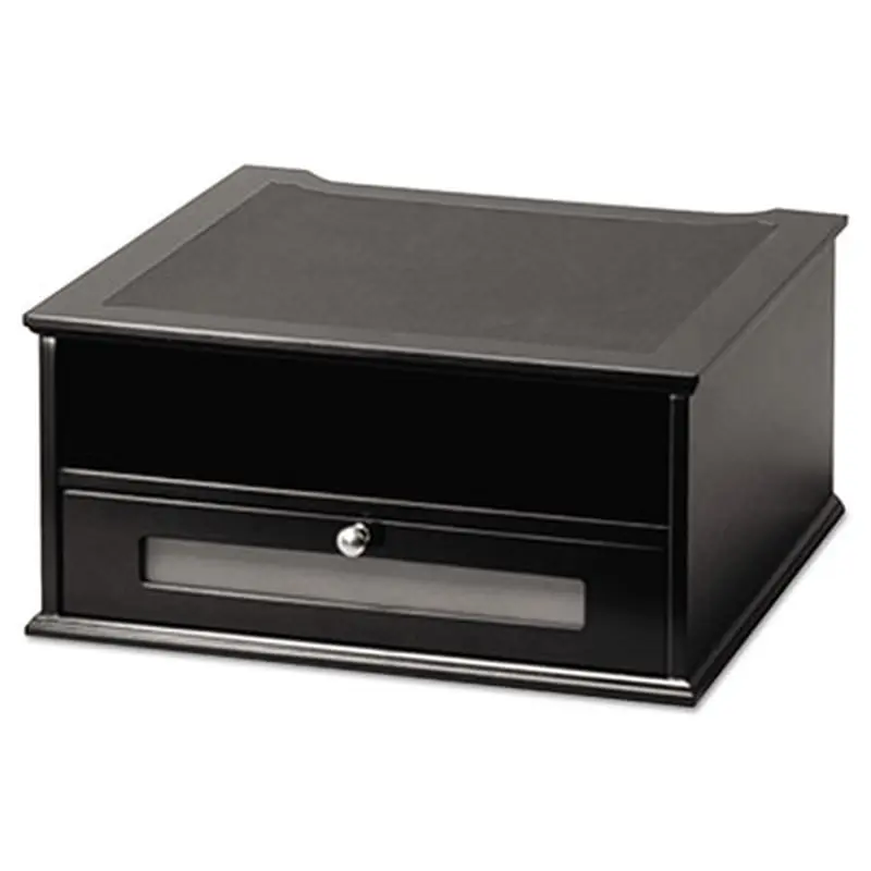 Midnight Black Collection Monitor Riser, 13" x 13" x 6.5", Black, Supports 50 lbs - Monitor Stands | Victor