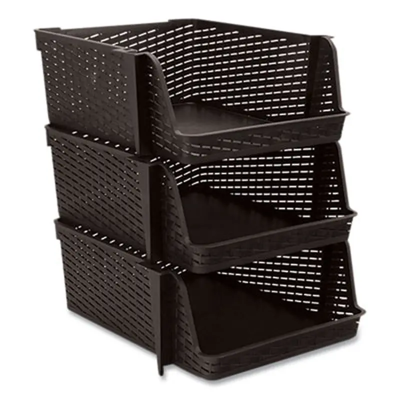 Nest and Stack Open Lid Storage Bin, 13.5" x 15" x 8.5", Black, 3/Pack - General Purpose Storage Bins | Advantus