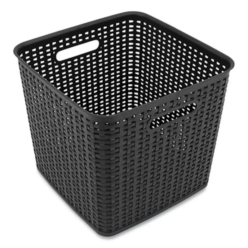 Plastic Weave Bin, Extra Large, 12.6" x 11.1" x 16.6", Black - General Purpose Storage Bins | Advantus