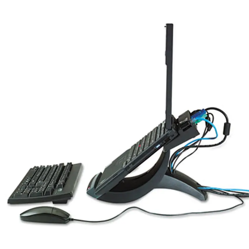 Vertical Notebook Computer Riser with Cable Management, 9" x 12" x 6.5" to 9.5", Black/Charcoal Gray, Supports 20 lbs - Mobile Device & Laptop Stands | 3M