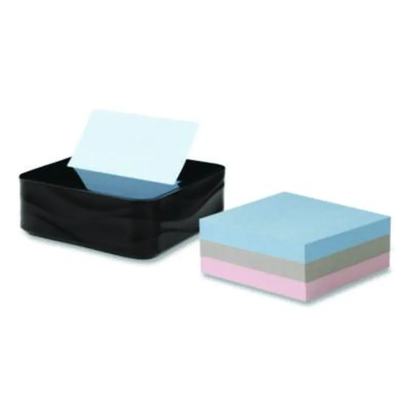 Wave Design Dispenser with Notes, For 3 x 3 Pads, Includes (3) 90-Sheet Simply Serene Collection Colors Pop-up Pads, Black - Sticky Note Dispensers | Post-it Pop-up Notes