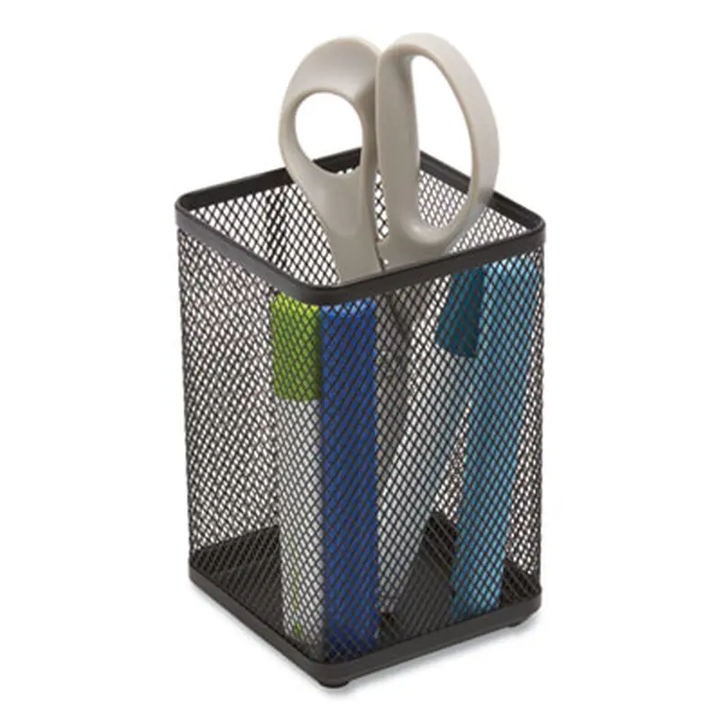 Wire Mesh Jumbo Pencil Holder, 4.33 x 4.33 x 6.69, Black - Pen & Pencil Cups | TRU RED