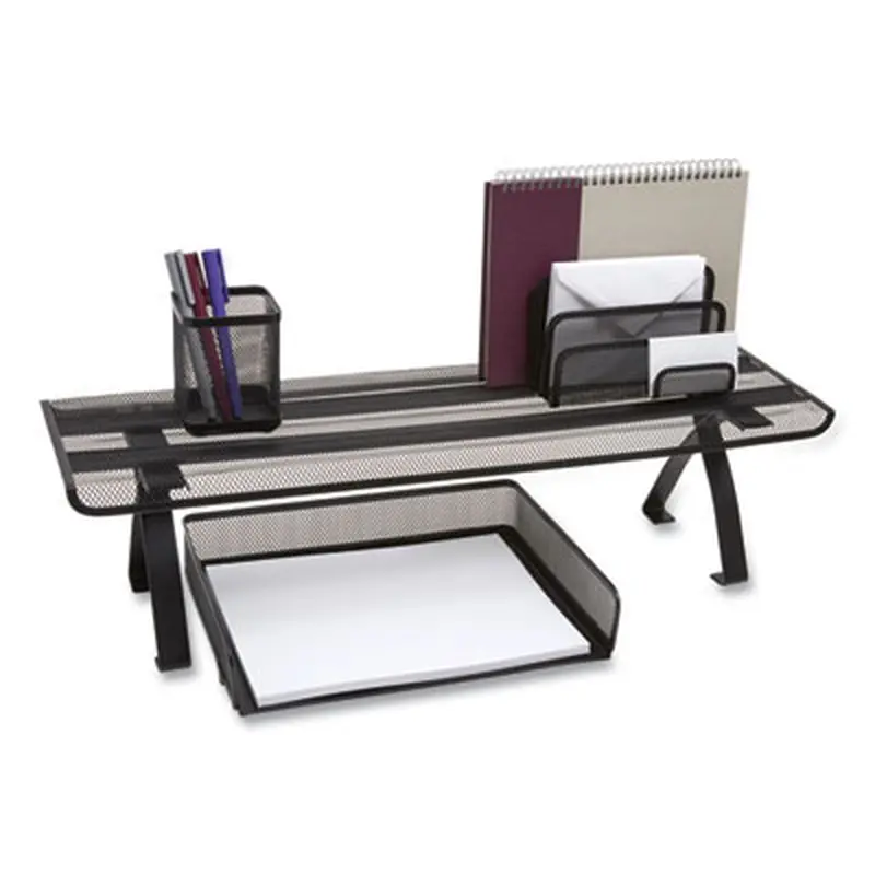 Wire Mesh Raised Shelf, 26.57 x 1.5 x 7.48, Black - Desktop Sorting Racks/Space Savers | TRU RED