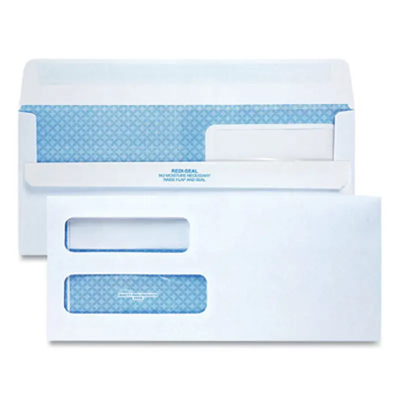 Double Window Redi-Seal Security-Tinted Envelope, #10, Commercial Flap, Redi-Seal Adhesive Closure, 4.13 x 9.5, White, 500/BX - Business Envelopes | Quality Park