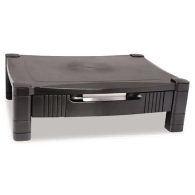 Monitor Stand with Drawer, 17" x 13.25" x 3" to 6.5", Black, Supports 50 lbs - Monitor Stands | Kantek