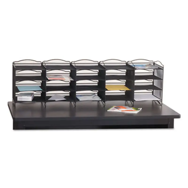 Onyx Mesh Literature Sorter, 20 Compartments, 19 x 15.25 x 59, Black - Mail Sorters | Safco