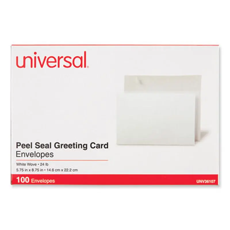 Peel Seal Strip Business Envelope, #A9, Square Flap, Self-Adhesive Closure, 5.74 x 8.75, White, 100/Box - Business Envelopes | Universal