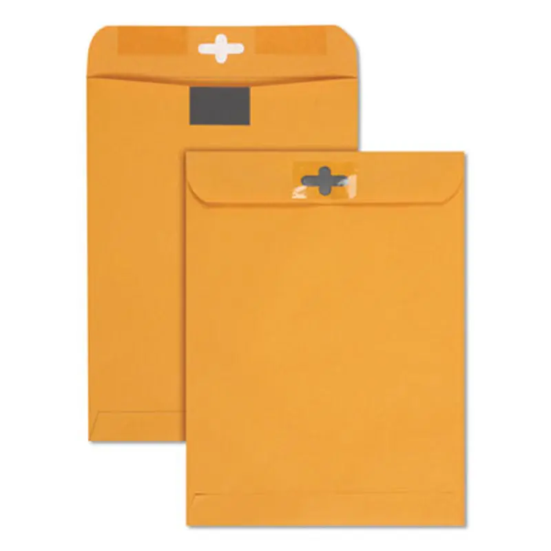 Postage Saving ClearClasp Kraft Envelope, #90, Cheese Blade Flap, ClearClasp Closure, 9 x 12, Brown Kraft, 100/Box - Storage Envelopes | Quality Park