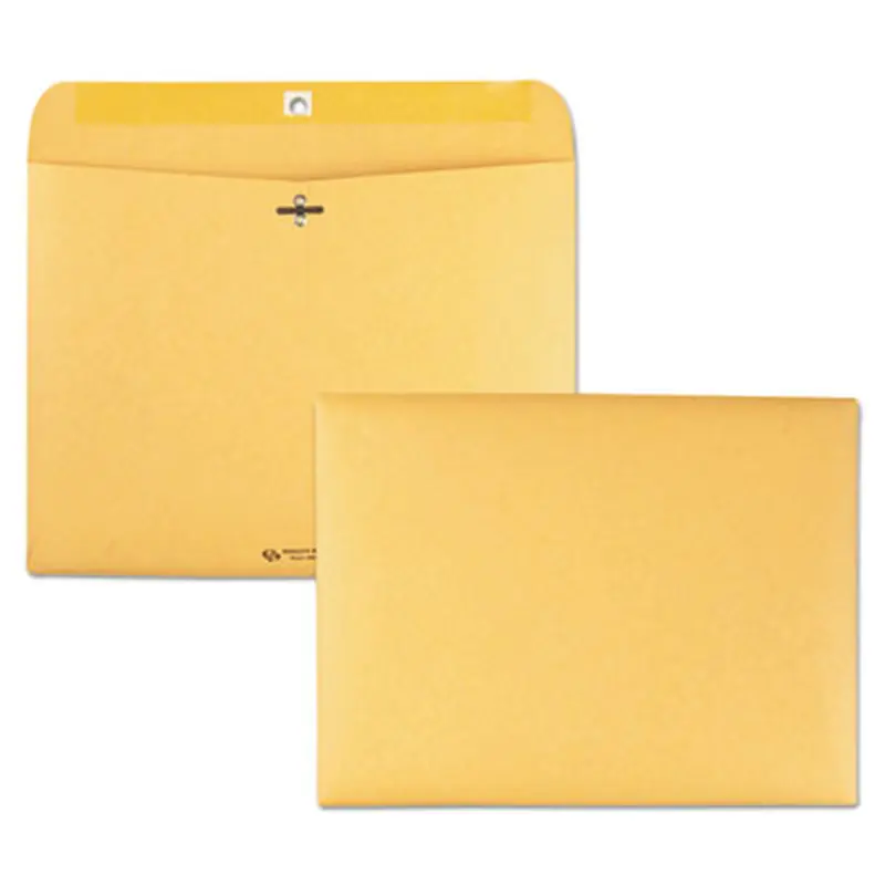 Redi-File Clasp Envelope, #90, Cheese Blade Flap, Clasp/Gummed Closure, 9 x 12, Brown Kraft, 100/Box - Storage Envelopes | Quality Park