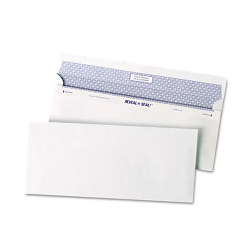 Reveal-N-Seal Security Tinted Envelope, #10, Commercial Flap, Self-Adhesive Closure, 4.13 x 9.5, White, 500/Box - Business Envelopes | Quality Park