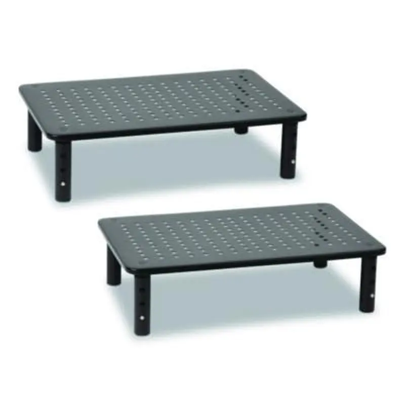 Adjustable Rectangular Monitor Stand, 14.5" x 9.25" x 4" to 5.5", Black, Supports 44 lb, 2/Pack - Monitor Stands | Mind Reader