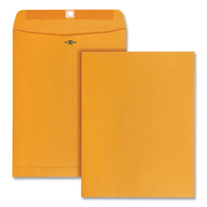 Clasp Envelope, 28 lb Bond Weight Kraft, #97, Square Flap, Clasp/Gummed Closure, 10 x 13, Brown Kraft, 100/Box - Storage Envelopes | Quality Park