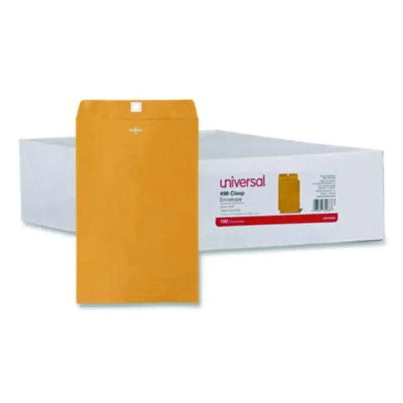 Kraft Clasp Envelope, #98, Square Flap, Clasp/Gummed Closure, 10 x 15, Brown Kraft, 100/Box - Storage Envelopes | Universal