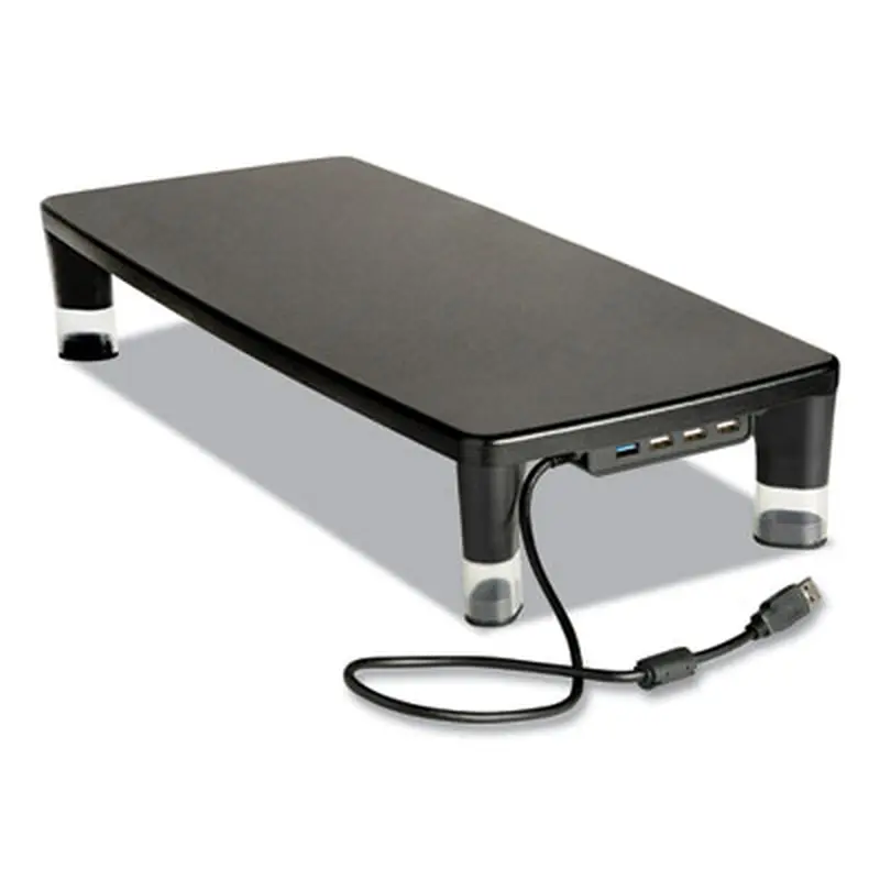 Monitor Stand MS100B, 21.6 x 9.4 x 2.7 to 3.9, Black/Clear, Supports 33 lb - Monitor Stands | 3M