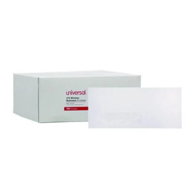 Open-Side Business Envelope, 1 Window, #10, Commercial Flap, Gummed Closure, 4.13 x 9.5, White, 500/Box - Business Envelopes | Universal