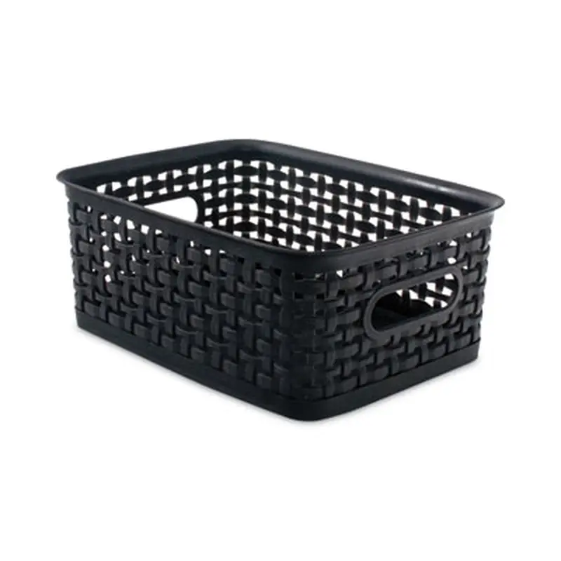 Plastic Weave Bin, Small, 10" x 7.5" x 4", Black - General Purpose Storage Bins | Advantus