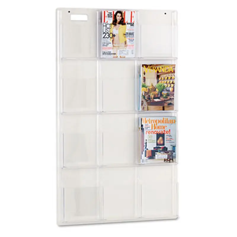Reveal Clear Literature Displays, 12 Compartments, 30w x 2d x 49h, Clear - Literature Racks & Displays | Safco