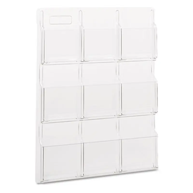 Reveal Clear Literature Displays, 9 Compartments, 30w x 2d x 36.75h, Clear - Literature Racks & Displays | Safco