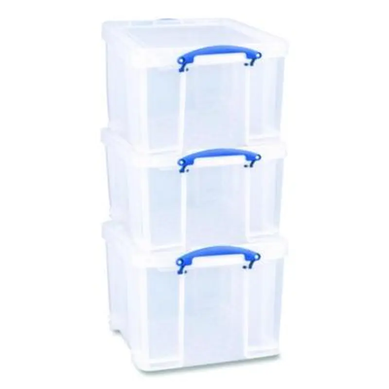 Snap-Lid Storage Bin, 8.45 gal, 14" x 18" x 12.25", Clear/Blue, 3/Pack - Boxes & Bins | Really Useful Box