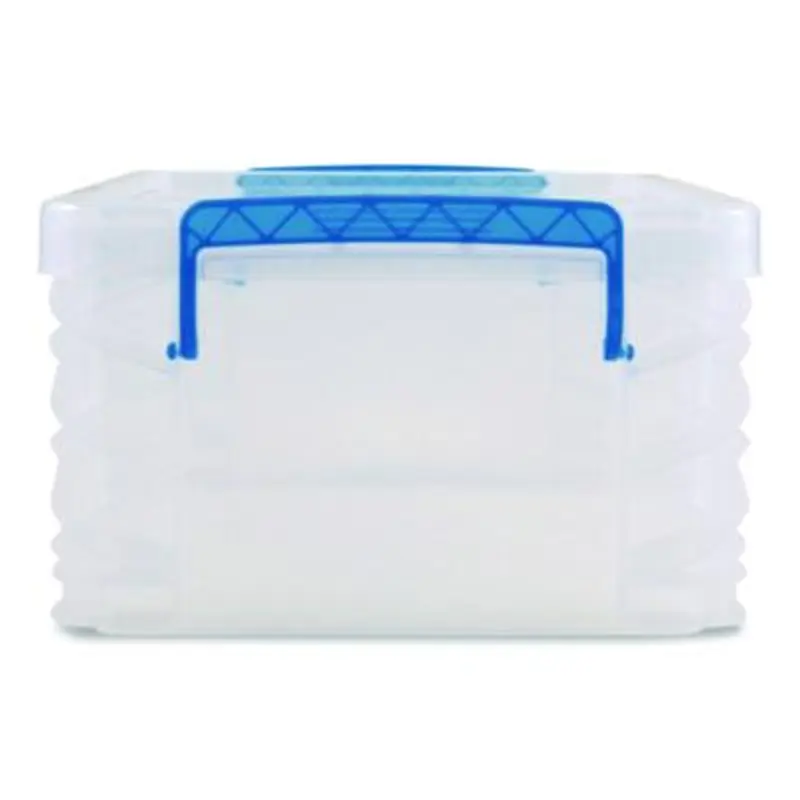 Super Stacker Lift-Off Lid Storage Tote, 14.25 x 10.3 x 6.5, Transparent/Blue - General Purpose Storage Bins | Advantus