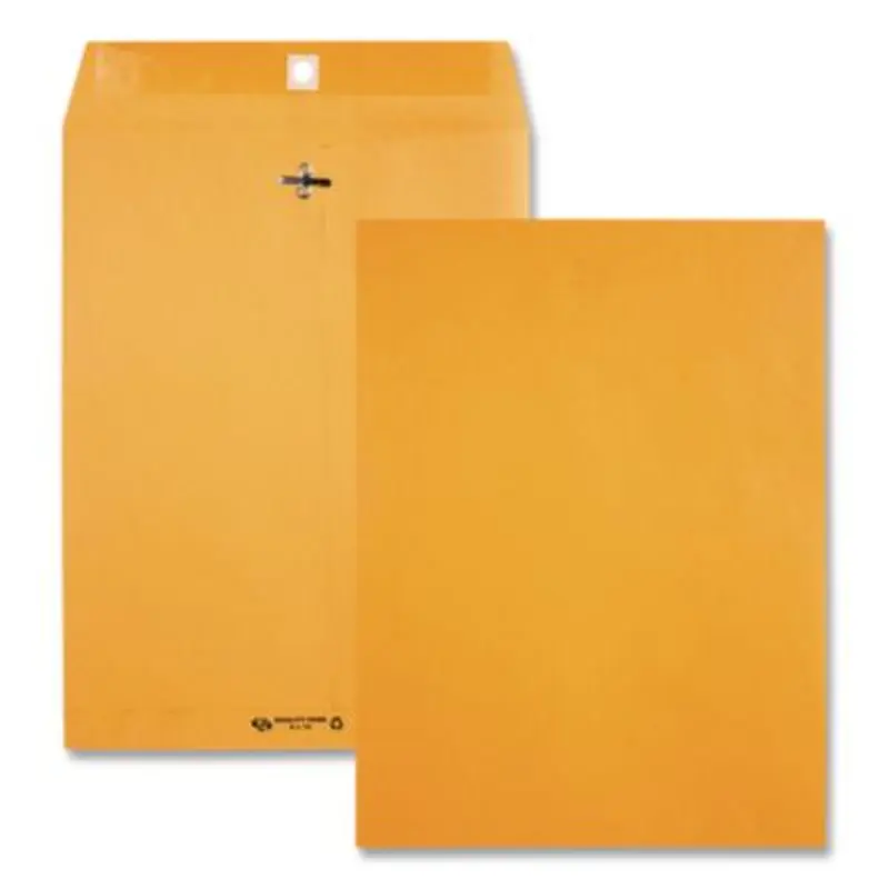 Clasp Envelope, 28 lb Bond Weight Kraft, #97, Square Flap, Clasp/Gummed Closure, 10 x 13, Brown Kraft, 100/Box - Storage Envelopes | Quality Park