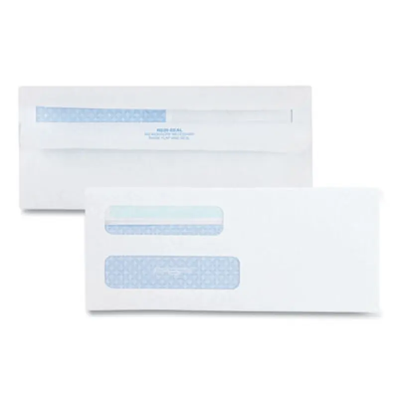 Double Window Redi-Seal Security-Tinted Envelope, #8 5/8, Commercial Flap, Redi-Seal Closure, 3.63 x 8.63, White, 500/Box - Business Envelopes | Quality Park