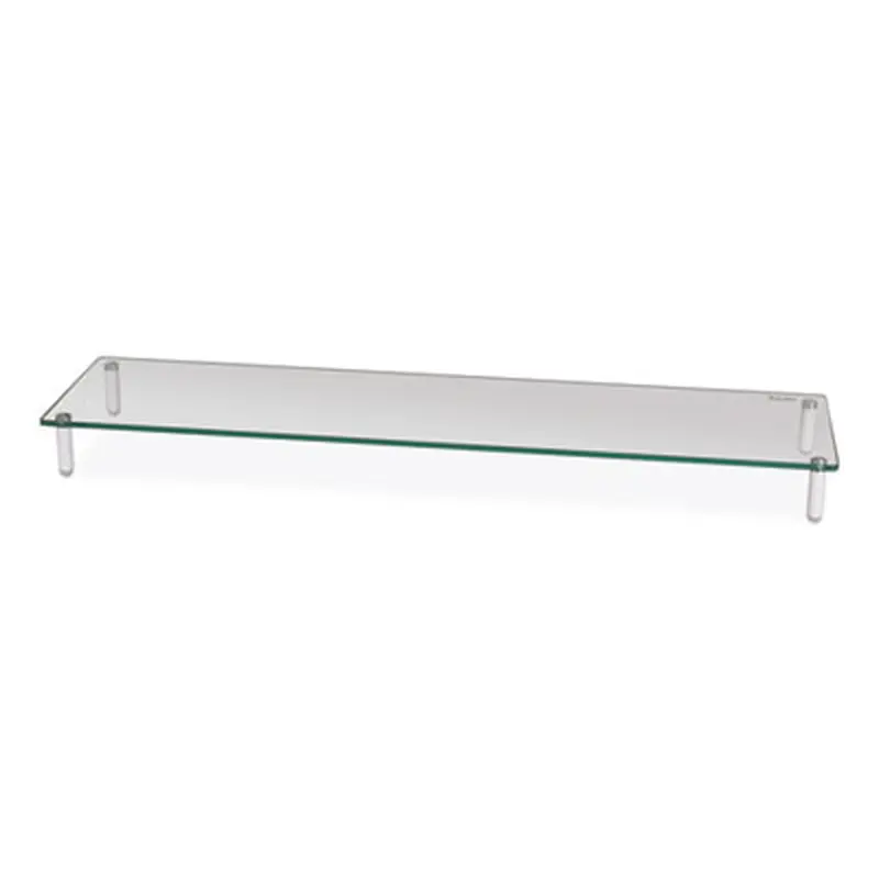 Extra Wide Glass Monitor Riser, 39.4" x 10.2" x 3.25", Clear, Supports 60 lbs - Monitor Stands | Kantek