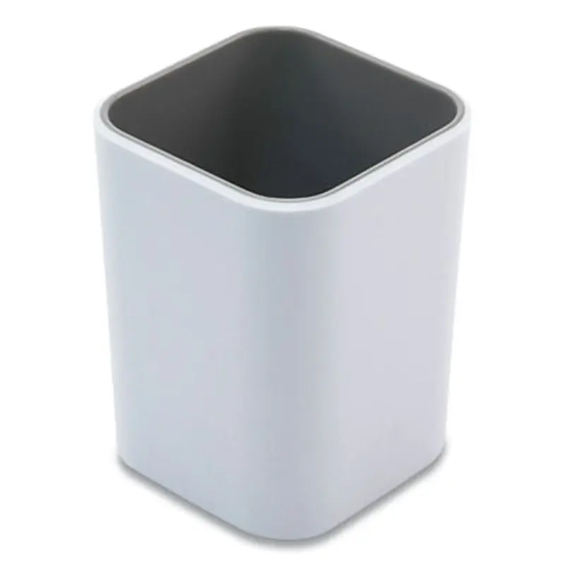 Fusion Pencil Cup, Plastic, 3 x 3 x 4, White/Gray - Pen & Pencil Cups | Advantus