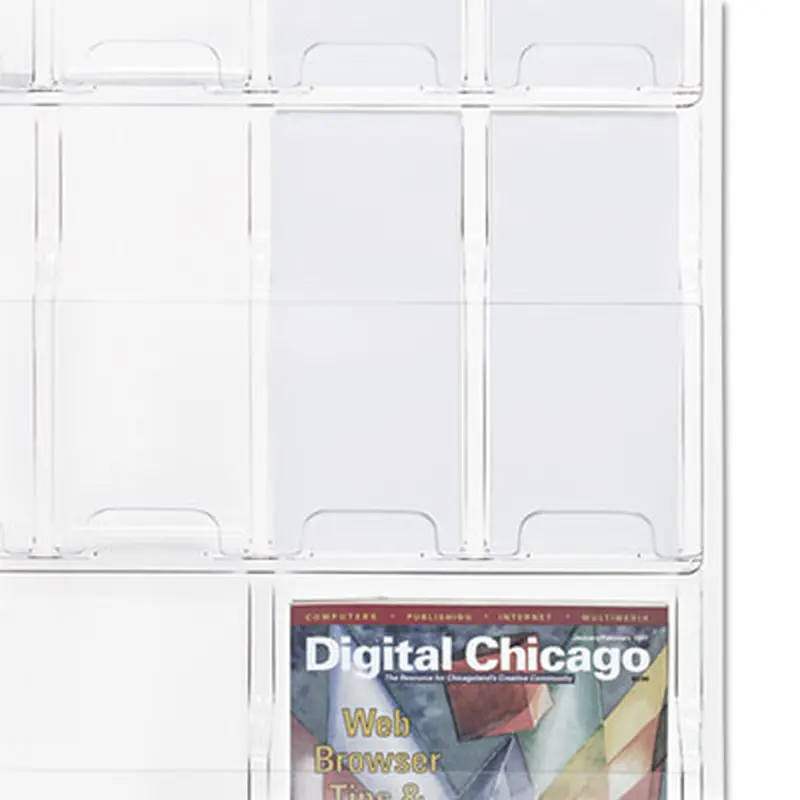 Reveal Clear Literature Displays, 18 Compartments, 30w x 2d x 45h, Clear - Literature Racks & Displays | Safco