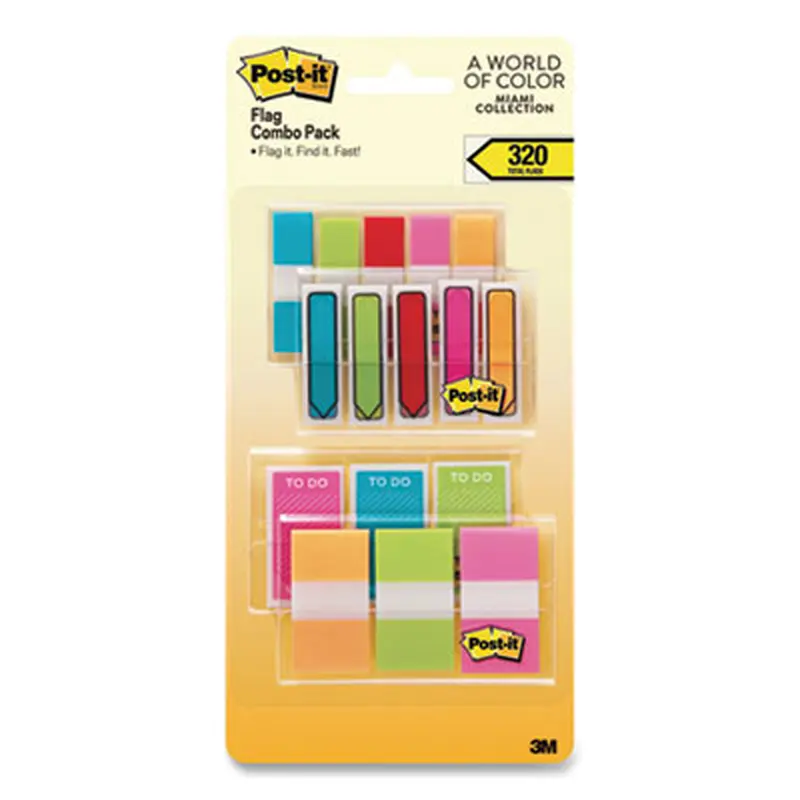 Standard and Arrow Flag Combo Pack, 0.47" and 0.94", Assorted Colors, 320/Pack - Page Flags | Post-it