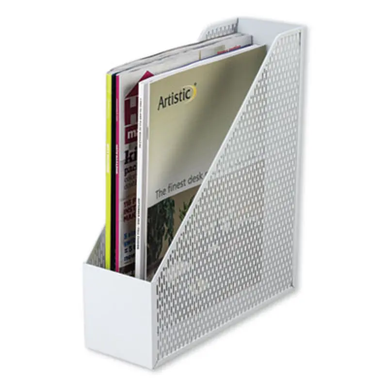 Urban Collection Punched Metal Magazine File, 3.5 x 10 x 11.5, White - Book & Magazine Files | Artistic