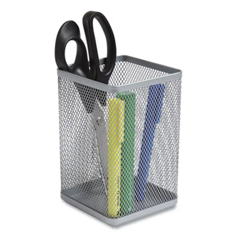 Wire Mesh Jumbo Pencil Holder, 4.33 x 4.33 x 6.69, Silver - Pen & Pencil Cups | TRU RED