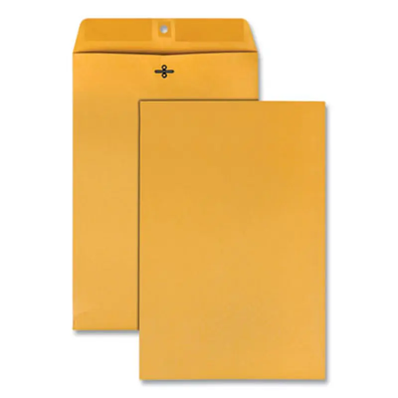 Clasp Envelope, 28 lb Bond Weight Kraft, #98, Square Flap, Clasp/Gummed Closure, 10 x 15, Brown Kraft, 100/Box - Storage Envelopes | Quality Park