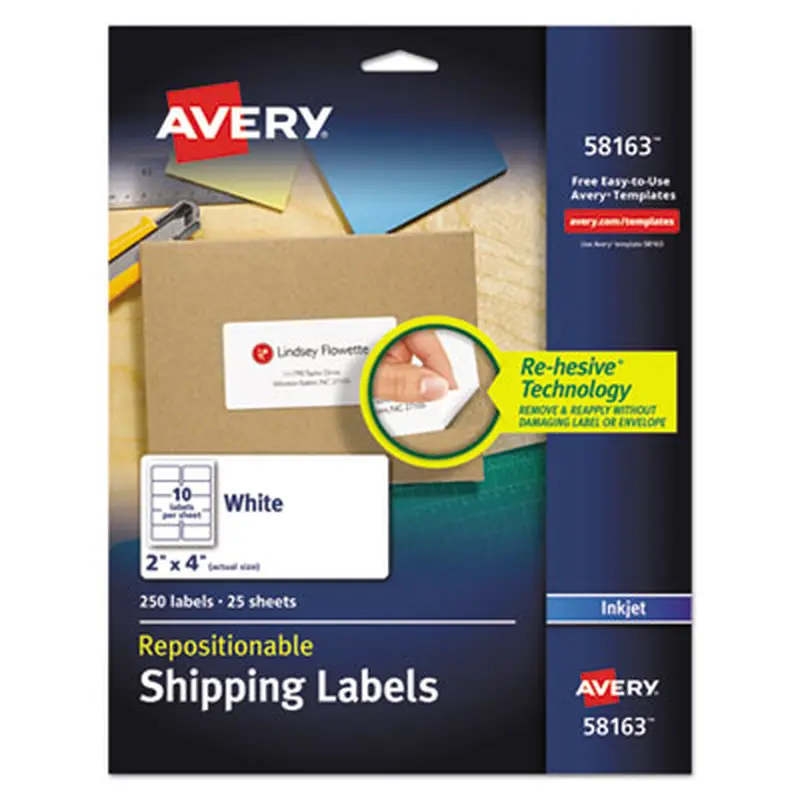 Repositionable Address Labels w/Sure Feed, Inkjet/Laser, 2 x 4, White, 250/Box - Shipping & Mailing Labels | Avery