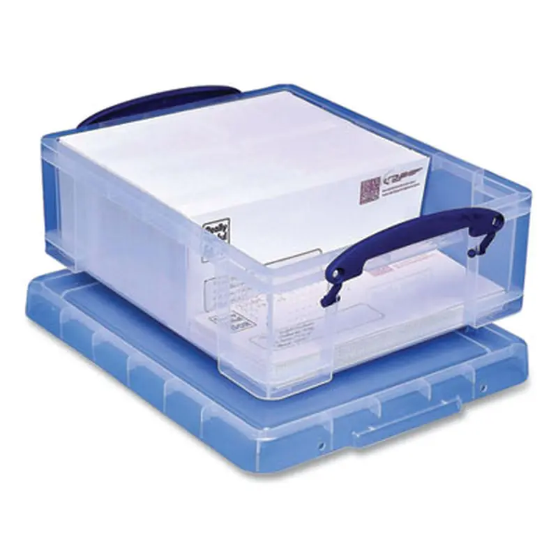 Snap-Lid Storage Bin, 2.14 gal, 11" x 14" x 5", Clear/Blue - Boxes & Bins | Really Useful Box