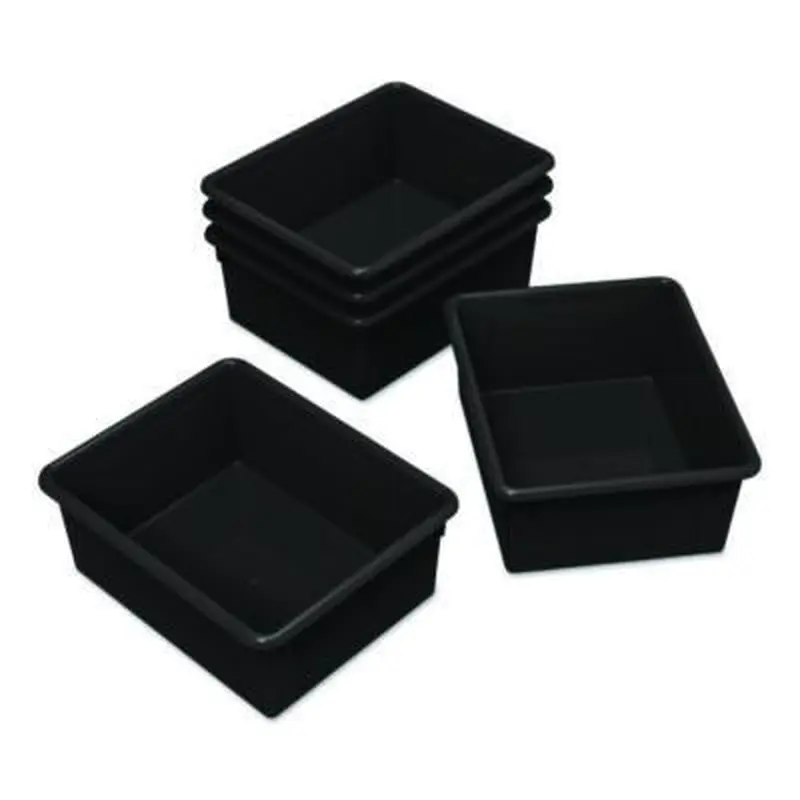 Storage Tray, Deep, 2 gal, 10.65" x 10.65" x 5.2", Black, 5/Pack - General Purpose Storage Bins | Storex