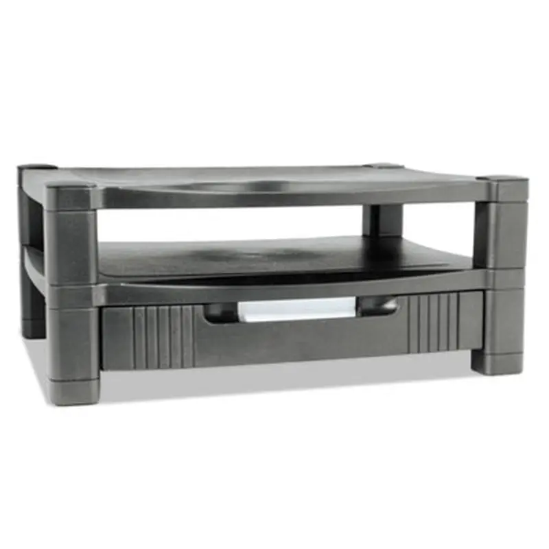 Two-Level Monitor Stand, 17" x 13.25" x 3.5" to 7", Black, Supports 50 lbs - Monitor Stands | Kantek