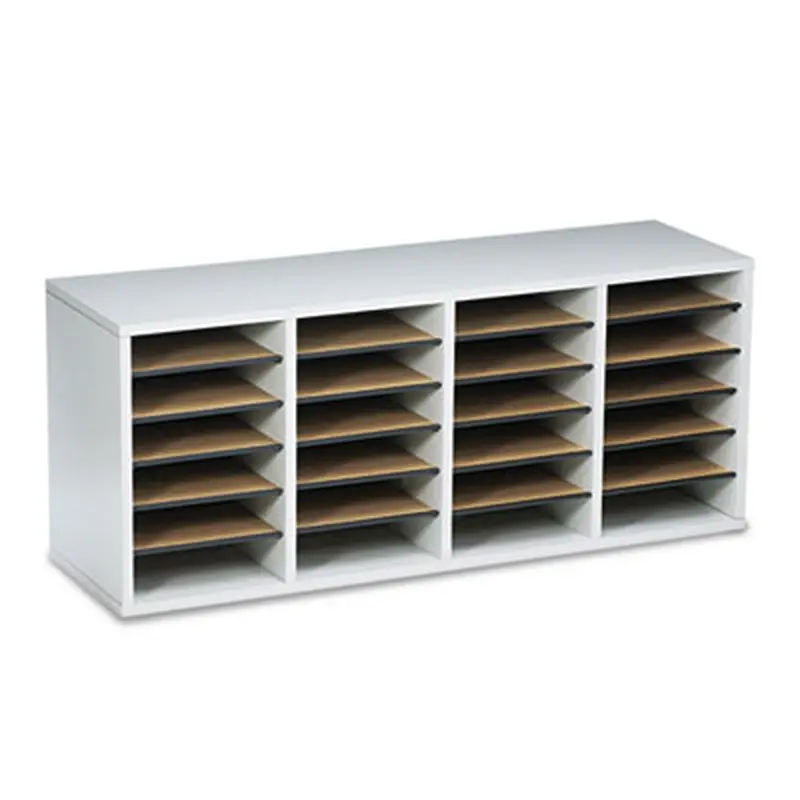 Wood/Laminate Literature Sorter, 24 Compartments, 39.25 x 11.75 x 16.38, Gray - Literature Sorters | Safco