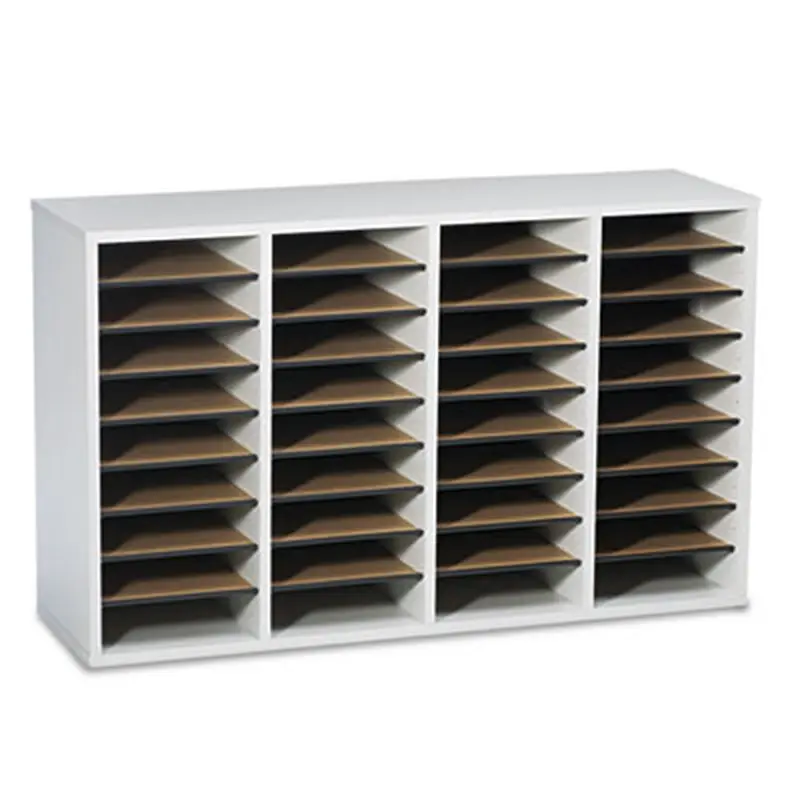 Wood/Laminate Literature Sorter, 36 Compartments, 39.25 x 11.75 x 24, Gray - Literature Sorters | Safco