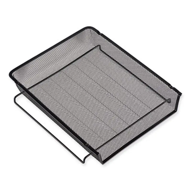 Deluxe Mesh Stacking Side Load Tray, 1 Section, Legal Size Files, 17" x 10.88" x 2.5", Black - Desktop Document Racks & Sorters | Universal