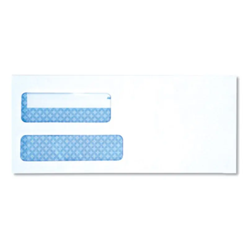 Double Window Business Envelope, #9, Square Flap, Self-Adhesive Closure, 3.88 x 8.88, White, 500/Box - Business Envelopes | Universal