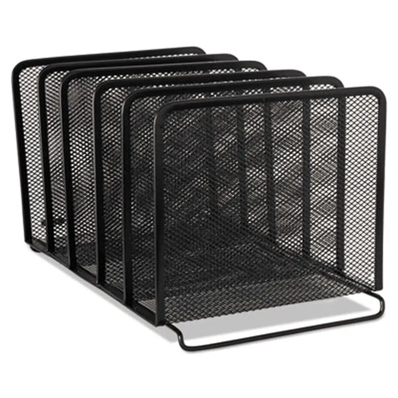 Mesh Stacking Sorter, 5 Sections, Letter to Legal Size Files, 8.25" x 14.38" x 7.88", Black - Desktop Document Racks & Sorters | Rolodex
