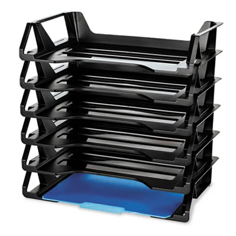 Recycled Side Load Desk Tray, 6 Sections, Letter Size Files, 15.13" x 8.88" x 15", Black, 6/Pack - Desktop Document Racks & Sorters | Officemate